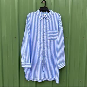 Sleepshirt Silky Soft Woven Long Sleeve Button Front Lounge Pajama Size XL